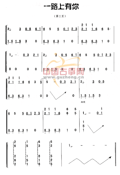 一路上有你-流行_古筝谱-古筝曲谱-中国古筝网