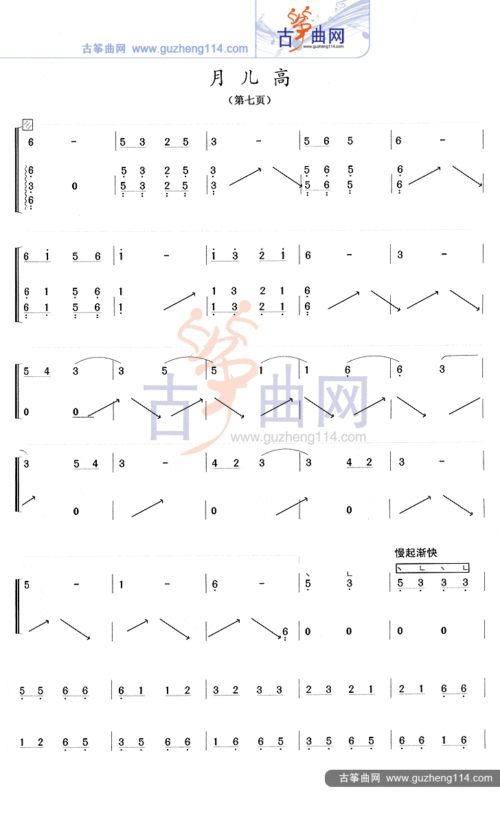 月儿高-艺术_古筝谱-古筝曲谱-中国古筝网