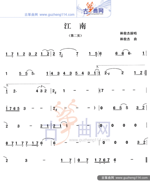 江南古筝谱-林俊杰古筝谱-古筝曲谱-中国古筝网