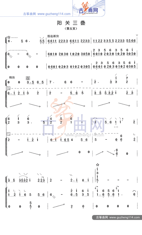 阳关三叠-艺术_古筝谱-古筝曲谱-中国古筝网