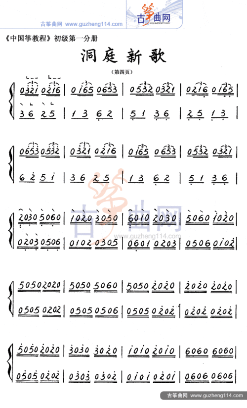 洞庭新歌-艺术_古筝谱-古筝曲谱-中国古筝网