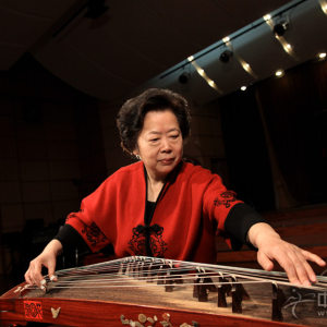 吴青演奏《平沙落雁》时的风采