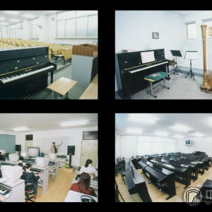 学院历史缘起于延安鲁迅艺术文学院。1938年春，毛泽东、周恩来等人亲自倡导在延安创立了鲁迅艺术文学院。学院历经延安鲁迅艺术文学院(1938-1945)、东北鲁迅文艺学院(1945-1953)、东北音乐专科学校(1953-1958)和沈阳音乐学院(1958-今)四个大的发展阶段。历任沈阳音乐学院院长为：李劫夫、丁鸣、秦咏诚、王瑞江，现任院长潘兆和。学院现已发展成为四个校区：院本部及南校区、桃仙校区、大连校区。迄今已经建立了由研究生、本科、专科、中专所构成的完整的音乐、舞蹈教育体系。（图左上：阶梯教室、右上：练琴室、左下：多媒体教室、右下：电钢琴教室）