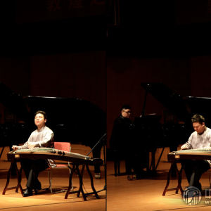 王中山在“南京古筝独奏音乐会”上演奏时的风采。