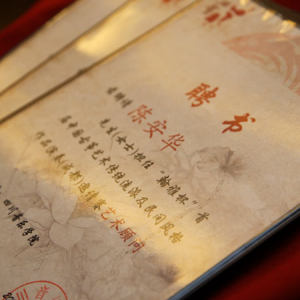 组委会还邀请到孙文妍、曲云、陈安华、陈茂锦、何宝泉、何成育、张桂声、周延甲、赵登山、饶宁新、阎俐、焦金海老一辈筝家作为本次本次“翰雅杯”比赛的艺术顾问。（图为本次比赛聘书）