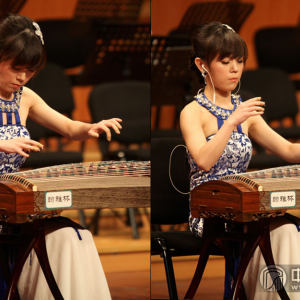 广东粤乐，发源于广州及珠江三角洲一带。宋心馨的演奏唯美动听，音色清丽高雅，既表现出对现实哀怨不满的情绪，也展现了对禅院静谧生活的向往。（图为宋心馨演奏《禅院钟声》时的风采）