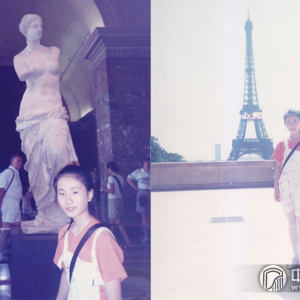 詹倩随南京市小红花艺术团出国访问时的照片。